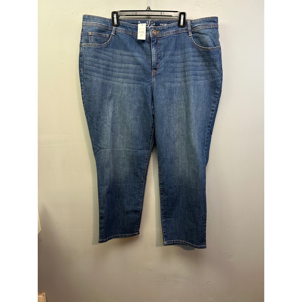 Style & Co Jeans Womens 22WP Blue Slim Leg Petite Plus Stretch Denim Stretch